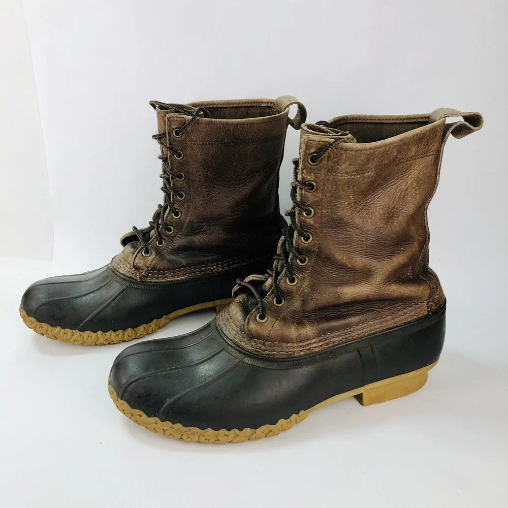 VTG LL Bean Mens 13 Wide Maine Hunting Shoe Duck Boots Leather Rubber MCM 60-70s